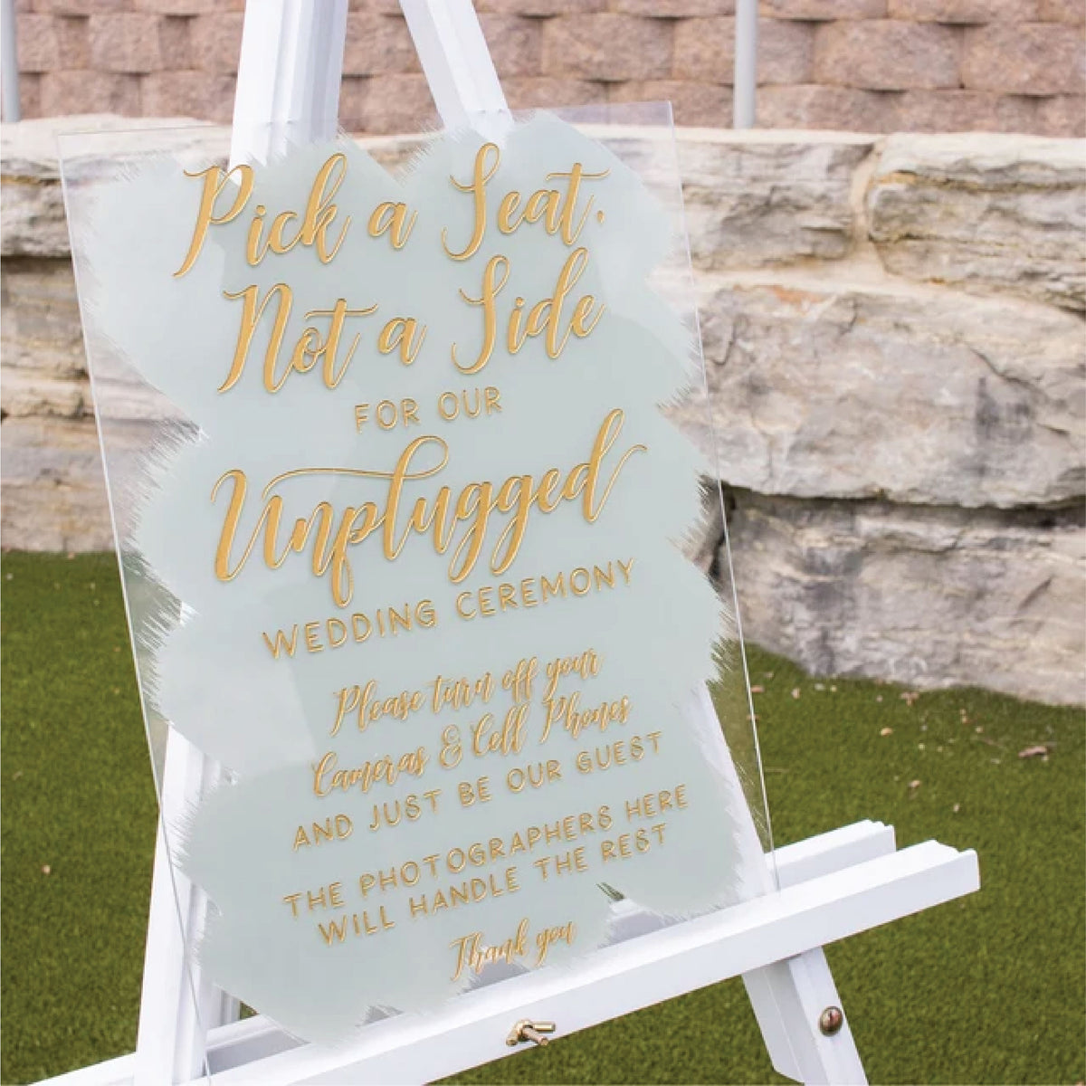 Acrylic Pick a Seat Not a Side Unplugged Ceremony Sign - CS1 – Blush and  Lumber