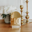 Load image into Gallery viewer, Gold Mirror Arch Acrylic Table Number - TN25