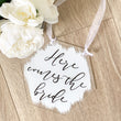 Load image into Gallery viewer, Here Comes The Bride Ring Bearer Hexagon Acrylic Sign, Painted Wedding Sign, Flower girl Sign