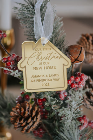 First Christmas in our New Home | Gold Mirror Christmas Ornament