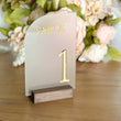 Load image into Gallery viewer, Gold Mirror Half Arch Acrylic Table Number - TN17