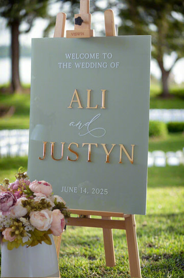 Welcome to the Wedding Acrylic Sign with raised 3d names - WS73