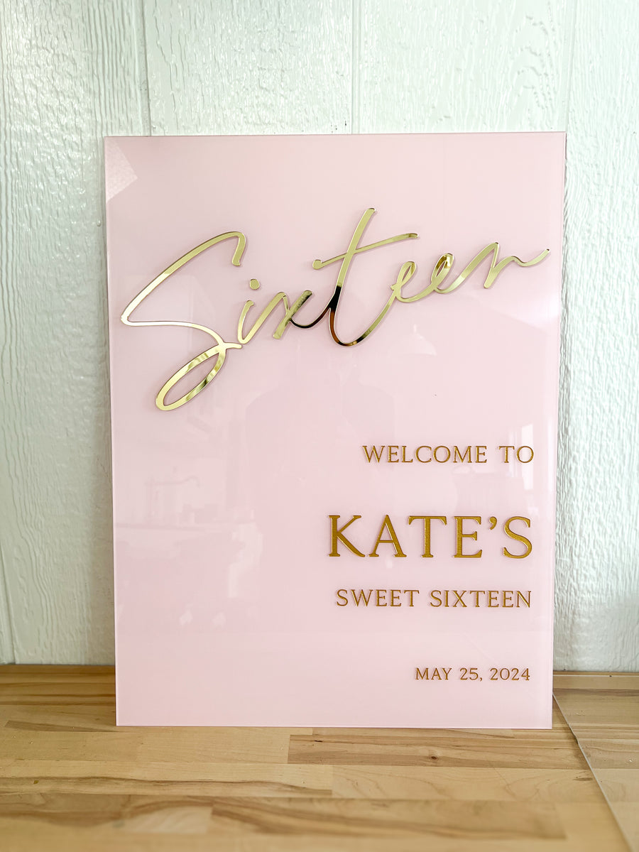 3D Sweet Sixteen Acrylic Sign