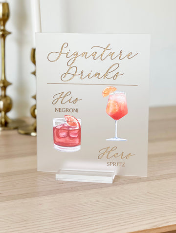 Signature Drinks Acrylic Sign