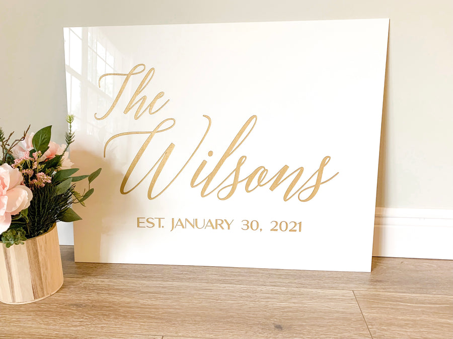 Last Name Welcome Acrylic Wedding Sign - WS16