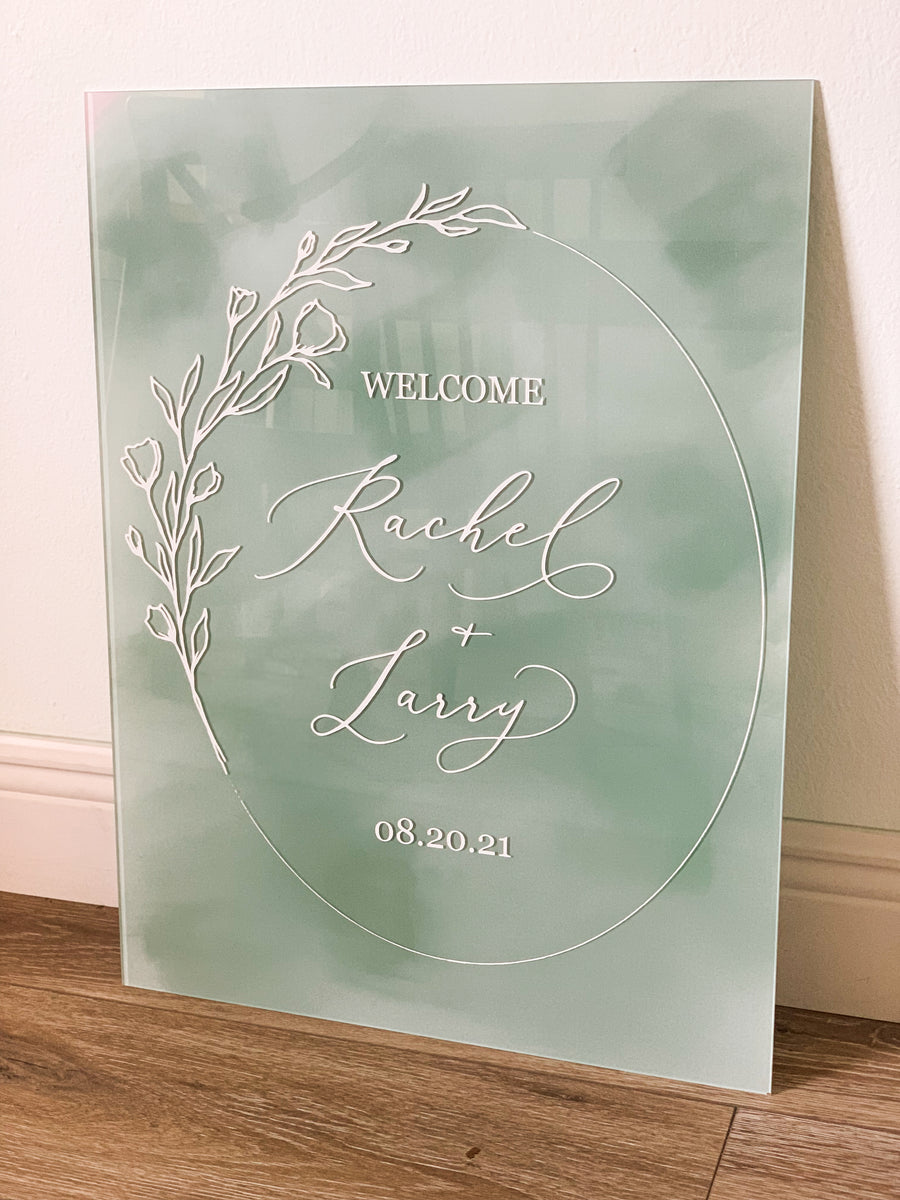 Floral Wreath Acrylic Wedding Welcome Sign - WS23
