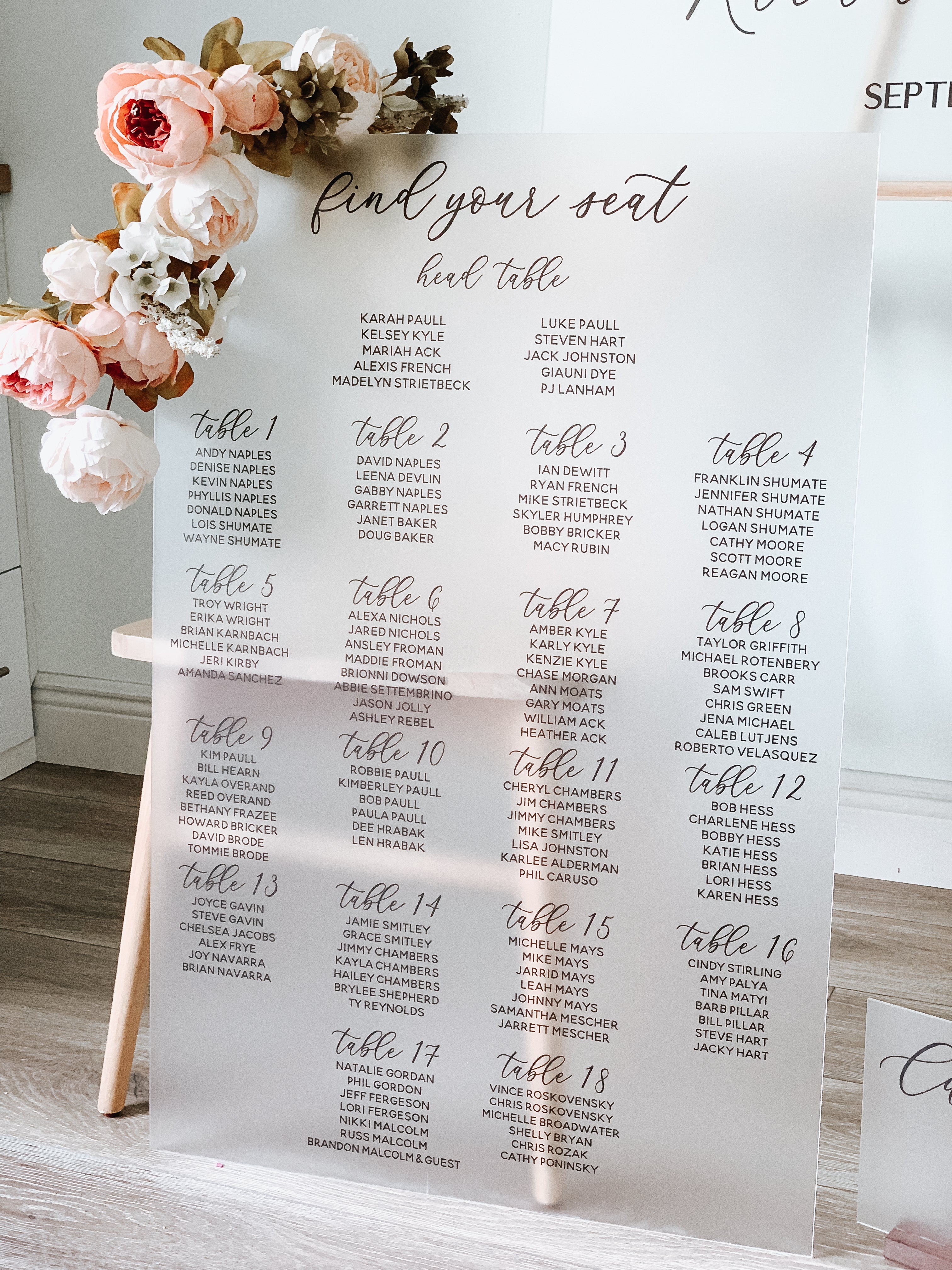Simple Sage Green Wedding Seating Chart Board Sign