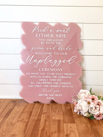 Pick A Seat Either Side Unplugged Ceremony Sign - CS13