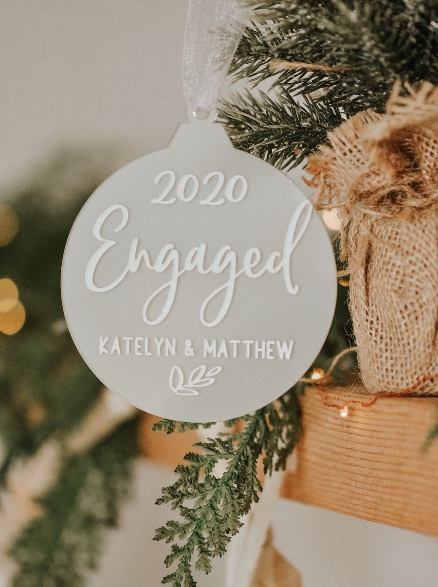 Our first Christmas Engaged ornament  Acrylic Ornament – Blush and Lumber