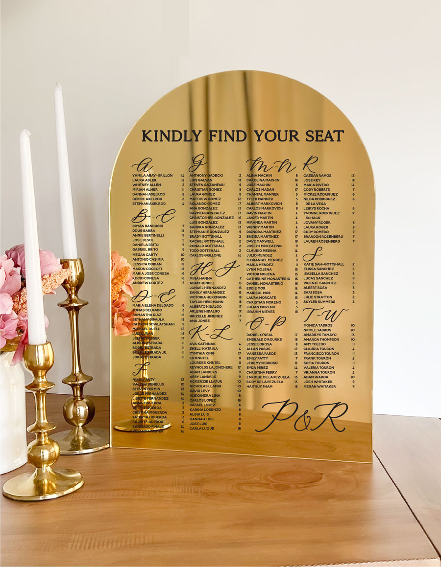 Acrylic Mirror Seating Chart – Blush and Lumber