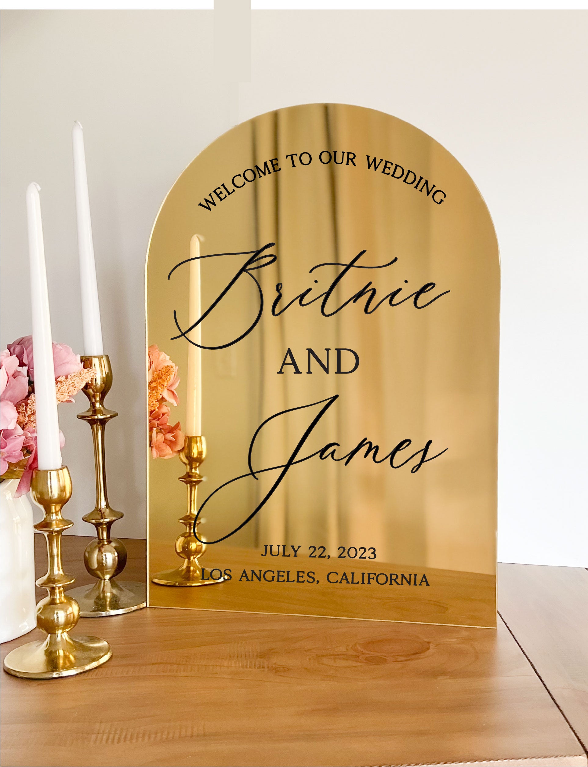 Arch Mirror Acrylic Wedding Welcome Sign - WS58 – Blush and Lumber