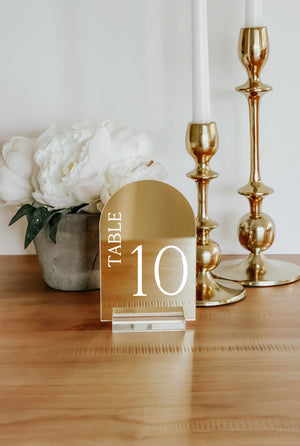 Gold Mirror Arch Acrylic Table Number - TN25