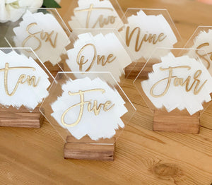 Wedding Painted Back Acrylic Table Number - TN1