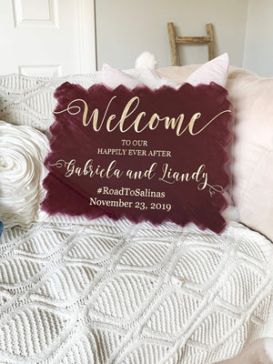Welcome to Our Happily Ever After Hand Painted Sign - WS03