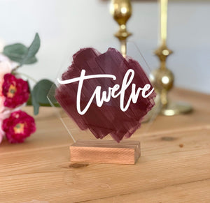 Wedding Painted Back Acrylic Table Number - TN1