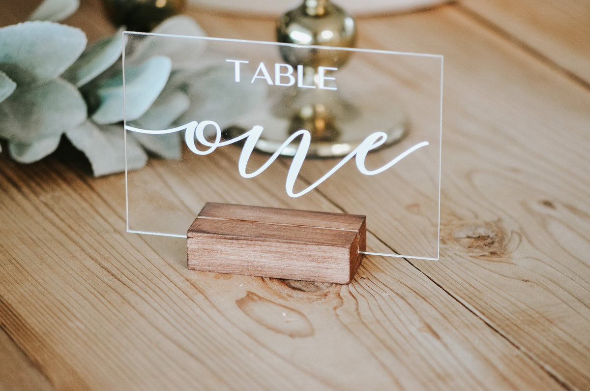 Calligraphy Table Sign Acrylic Modern Calligraphy Table Numbers - TN7 – Blush and Lumber