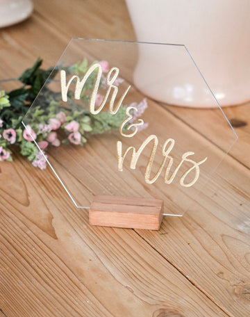 Mr and Mrs Hexagon Acrylic Sign - TS1