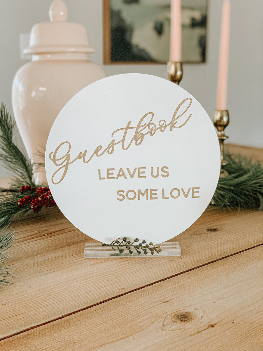 Round Guestbook Freestanding Acrylic Sign - TS6