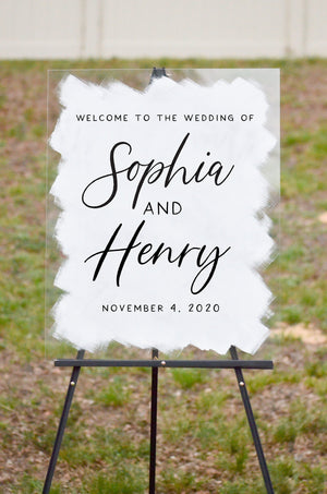 Brushed Back Acrylic Welcome Sign - Modern Calligraphy - WS05