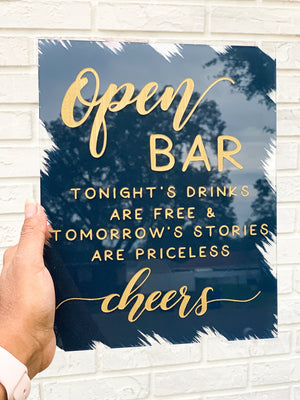 Open Bar Acrylic Sign - FB2