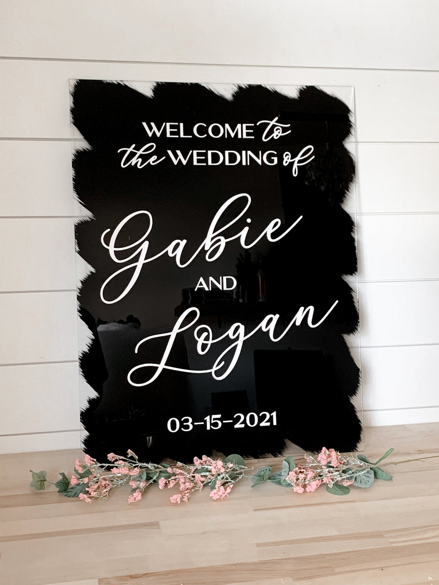 Brushed back Wedding Sign with Calligraphy Names - WS36