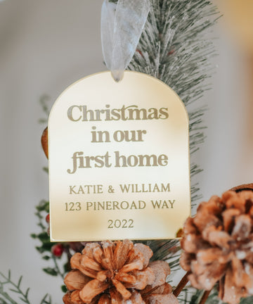 Arch Gold Mirror Christmas in our First Home Ornament