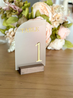 Gold Mirror Half Arch Acrylic Table Number - TN17