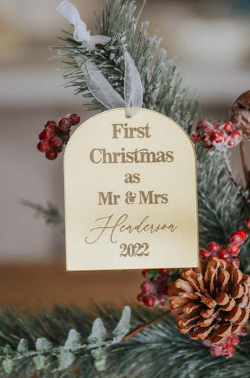 Arch Acrylic Mirror First Christmas Married