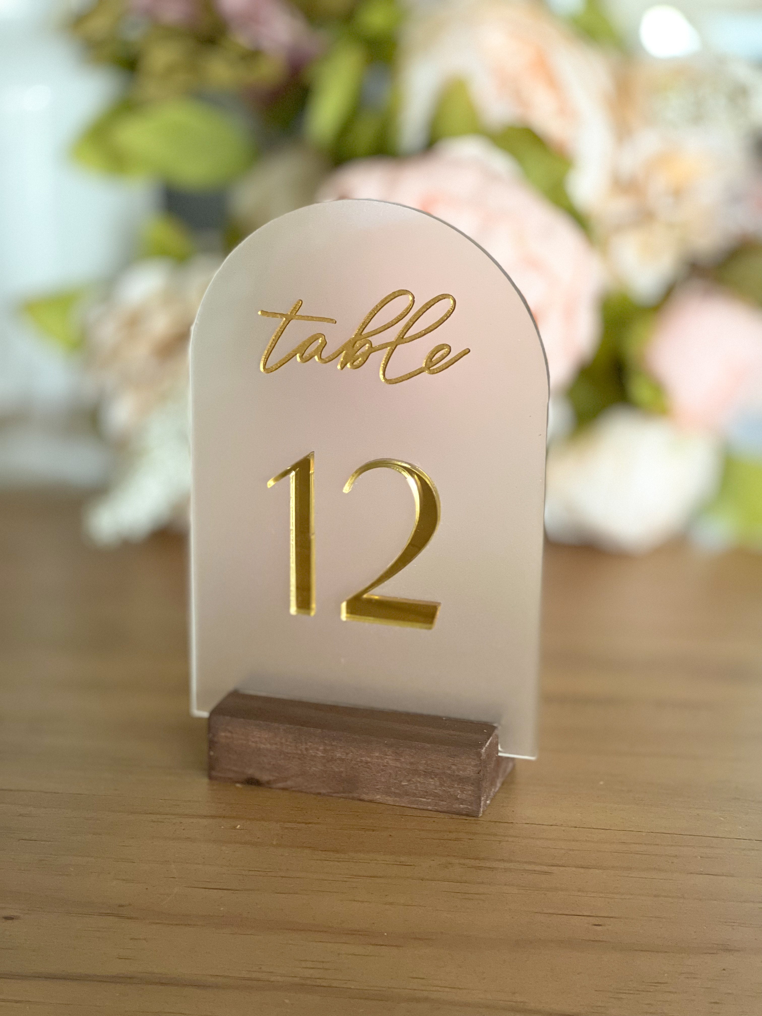 Gold Mirror Arch Acrylic Table NumberTN16 Blush and Lumber