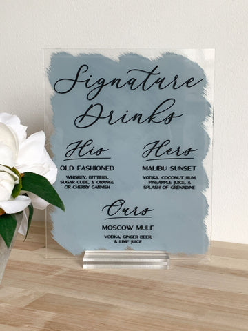 Signature Drinks Acrylic Sign