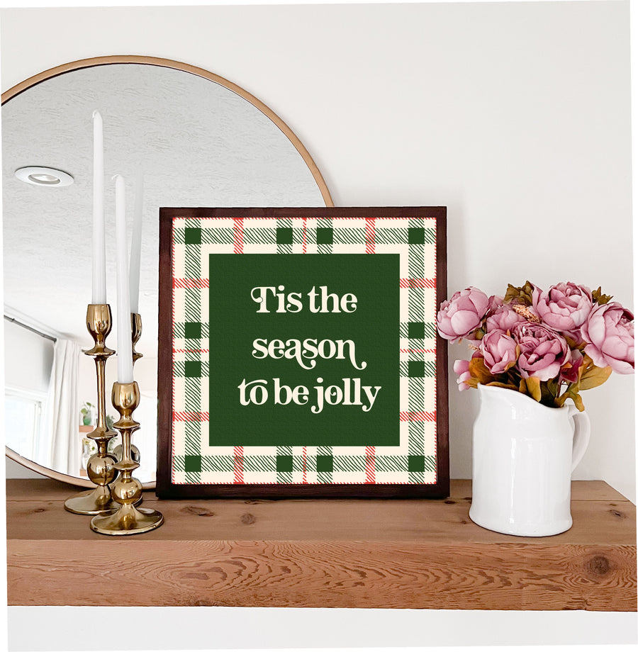 Tis the season to be Jolly Wood Framed Sign